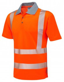 Leo Woolacombe Coolviz-PLUS Orange Polo Shirt P03-O High Visibility